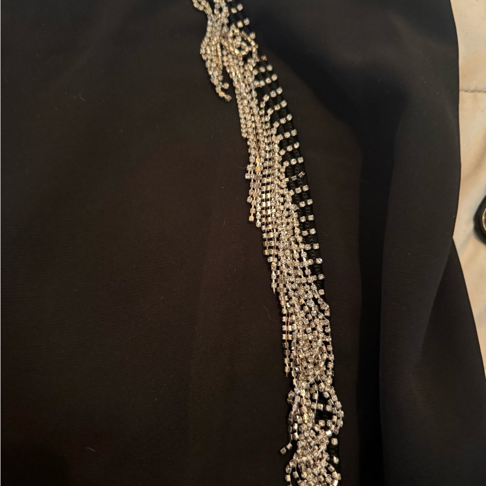 Reba Black Straight Leg Pants with Silver Embellishments